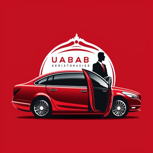 Unnamed logo design, door-to-door service in car Red sedan, with driver