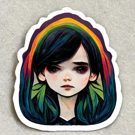Unseelie Rainbow Hair Emo Girl Sticker