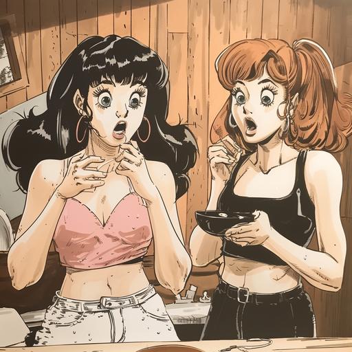 SoCal Valley girls. Like OMG. Grody. Gag me with a spoon. Cartoon. Realistic hands. 1980’s --v 6.0