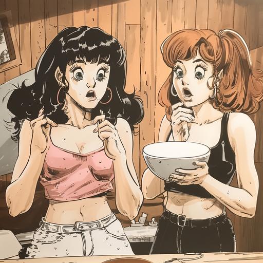 SoCal Valley girls. Like OMG. Grody. Gag me with a spoon. Cartoon. Realistic hands. 1980’s --v 6.0