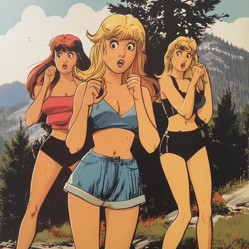 SoCal Valley girls. Like OMG. Grody. Gag me with a spoon. Cartoon. Realistic hands. 1980’s --v 6.0