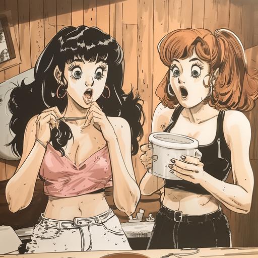 SoCal Valley girls. Like OMG. Grody. Gag me with a spoon. Cartoon. Realistic hands. 1980’s --v 6.0