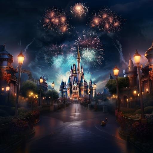 Use a Sony α7 III camera with a 85mm lens. Photograph of photograph of many families enjoying the magic of Disney World together. Crowded. Fun. Adventure. Beautiful. Inspiring. Night time:: Fireworks:: Cinderella's Castle:: Disney:: Rides and Roller Coasters:: Magic::