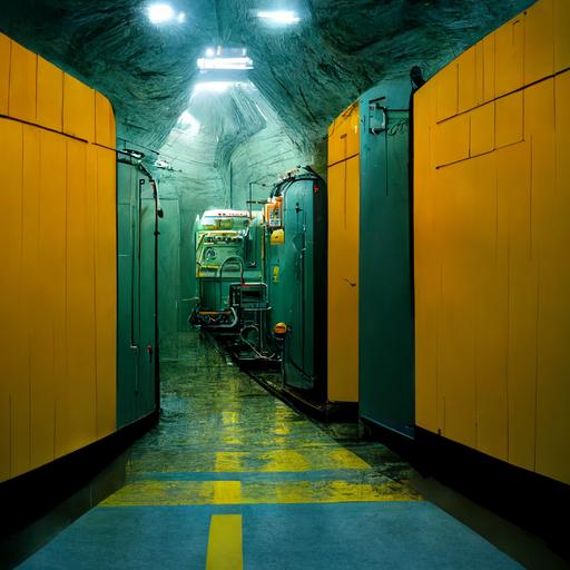 Utility maintenance room inside a tunnel system mountain pass