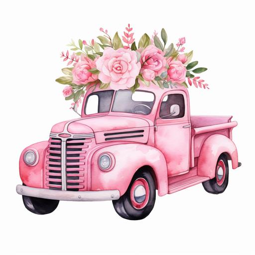 Valentine Old Pink Farm Truck Hearts Farm Truck Sublimation Cute Pink Farm Truck watercolor clipart Illustration highqulity
