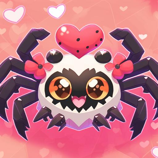 Valentine’s Day jumping spider, kawaii, Hearts, adorable --niji