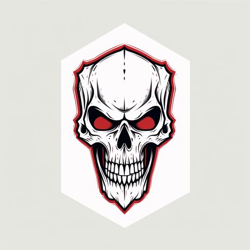 Vampire Fangs Calavera Skull dogtag sticker logo, vector, logo design, flat, line draw, simple, icon, minimalist, white background --v 5.2