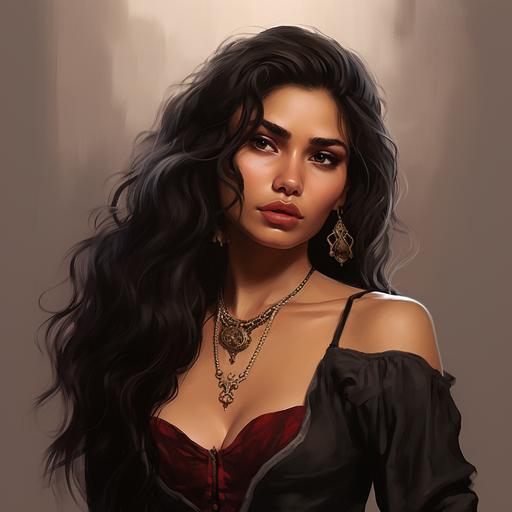 Hispanic female vampire, dnd art style