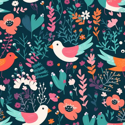 wallpaper, Vector illustration of a seamless floral pattern with cute birds in spring for Wedding, anniversary, birthday and party. Design for banner, poster, card, invitation and scrapbook --tile --v 5 --upbeta --upbeta