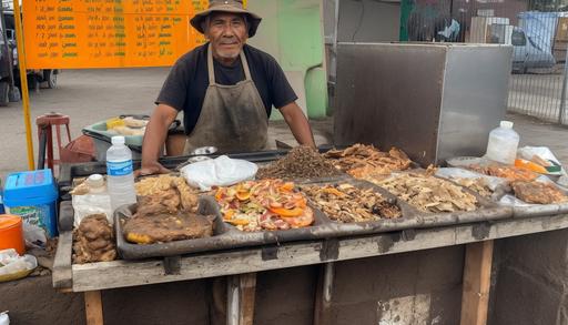 Very dirty taco stand with worms and garbage with an ugly taco man --v 5 --s 750 --q 2 --ar 7:4