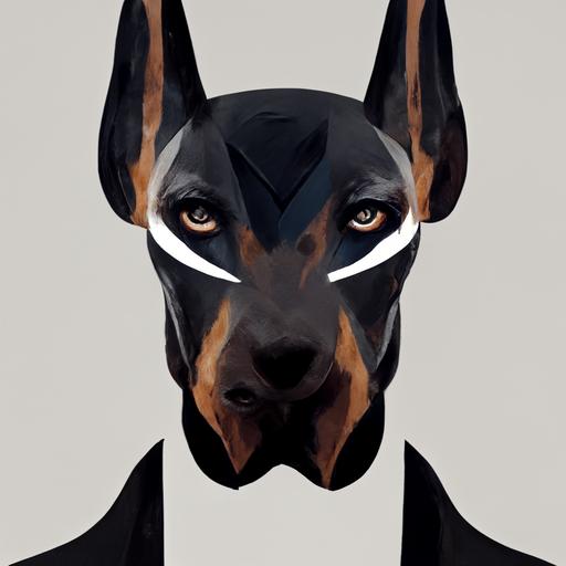 serious doberman dog, front face, white eyes, logo, simple, minimalist