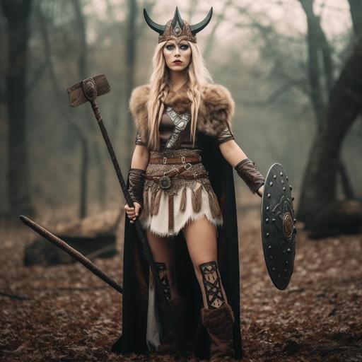 Viking queen, Valkyrie,holding axe,real life picture,realistic,full body, --q 2 --v 5
