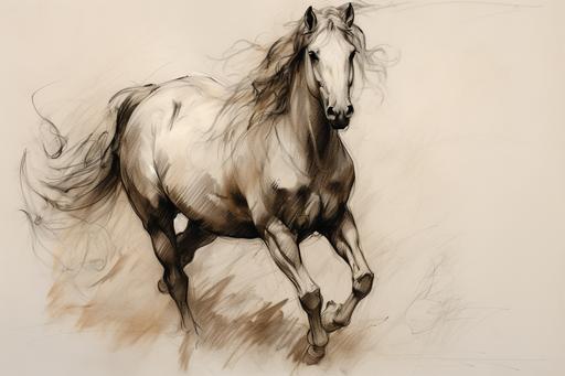 Vintage Rustic Horse Sketch --ar 3:2