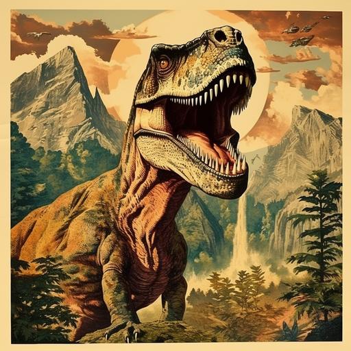 Vintage dinosaur poster.