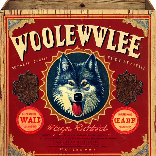 Vintage warewolf wine crate label, highly detailed --upbeta --v 4