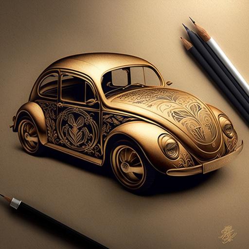 Volkswagen beetle gold tattoo