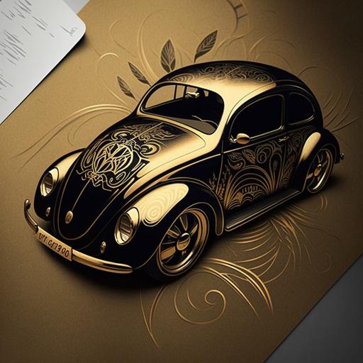 Volkswagen beetle gold tattoo