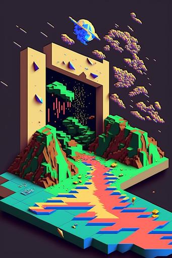 Voxel tidal wave, Simple logo design story book, low poly, flat 2d::10 [💻👾🎮, Glitchcore, Glitching, Data Moshing, Datamoshing, Databending] ::9 [🐉, Tetris, Minecraft, Terraria, LSD-Dream-Emulator] ::8 [🐿️, Network, 90s Computer Graphics, Cellular Automata, Conway's Game of Life], ::7 [🎢, Loop-de-loop, Loop, Helix, Double-Helix] ,::6 [🌊🐟🦀🐙🐬, Wave, Wavy, Curve, Bezier Curve, Curvaceous, Curvilinear, Sinuous, Ripple, Squiggly, Dimpled, Incurved, Incurvate, Arched, Arciform, Arrondi, Sigmoid, Serpentine] ::5 [🦦, Zig-Zag Deflate, Inflate, , Incline, Declinate, Biflected, Hollow, Enbowed] ::4 --c 12 --s 70 --ar 2:3 --style 4b --v 4