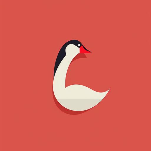 Goose flat vector logo combined with letter E, minimal, Paul Rand - no realistic photo details