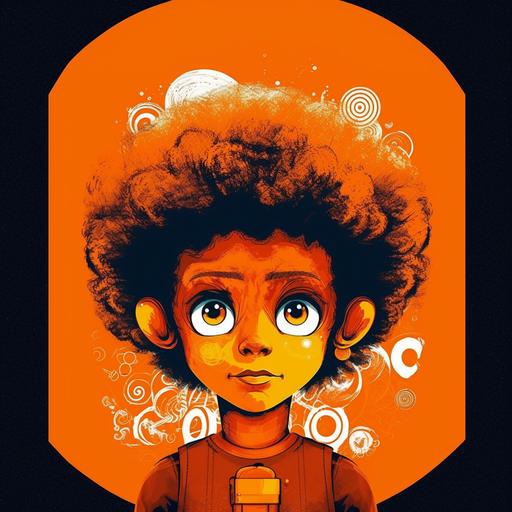 frankenberry afro hairstyle dj alien head inscribed in a orange round prohibition sign digital drawing vector style on a white background, wallpaper :: 16:9, --s 1000 --v 5.1
