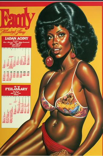 annual Ebony Magazine pin-up calendar, 1976 --ar 2:3 --v 4 --q 2