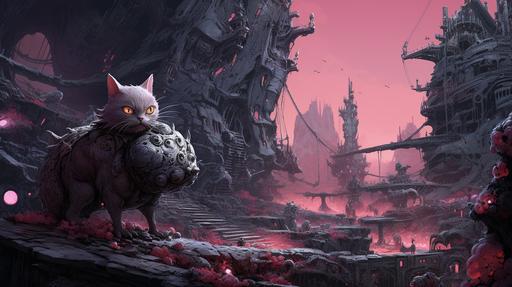 Warhammer 40k, hive city :: detailed, Sci fi, Gothic, pink kitties and bunnies :: --ar 16:9 --v 5.2