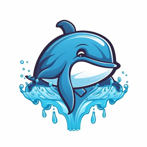 Water Droplet cetacean logo, Water Droplet, whale, cartoon, vector illustration --v 5.1
