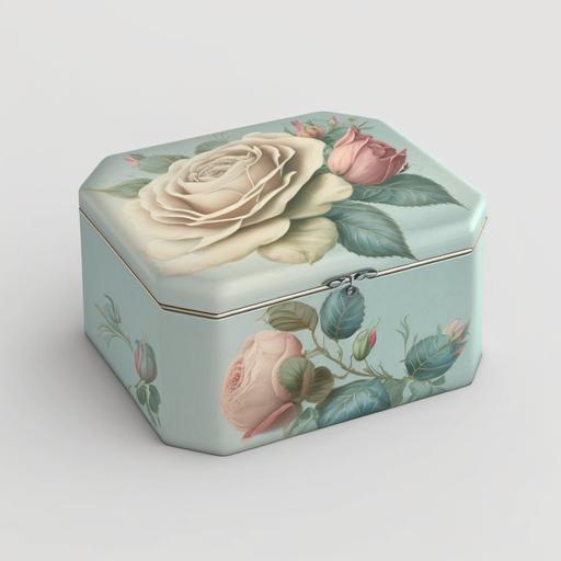 Watercolor Pastel Vintage Rose little trinket box