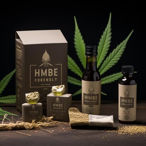 We are designing hemp products in the market, Our name is HEMP TRIBE. We need to have different package options, very creative, it should be innovate that no one else has tried. We have Whey Protein Box, Sleep Capsules, Spray and Serum bottle. We need to show different shapes and sizes of packaging for HEMP TRIBE LOGO Products. Color should be White background and gold text mix, White background and black text, Green background with gold, Green background with white text. Different sizes of packaging, very elegant, very artistic, very detailed, intricated and higher definition mock up
