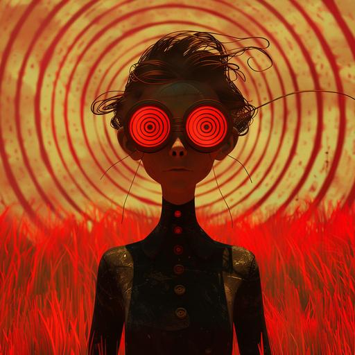 We happy Few, a psychologist with surreal crop circles glasses looks deep into my eyes, I think he's crazy himself --v 6.0 --s 240 --c 5