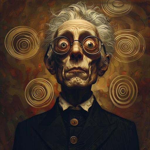 We happy Few, a psychologist with surreal crop circles glasses looks deep into my eyes, I think he's crazy himself --v 6.0 --s 240 --c 5