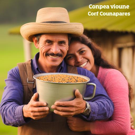 We need an emotionally engaging image for our email campaign that highlights our direct support to Colombian farmers. The image should include the text: Header - 