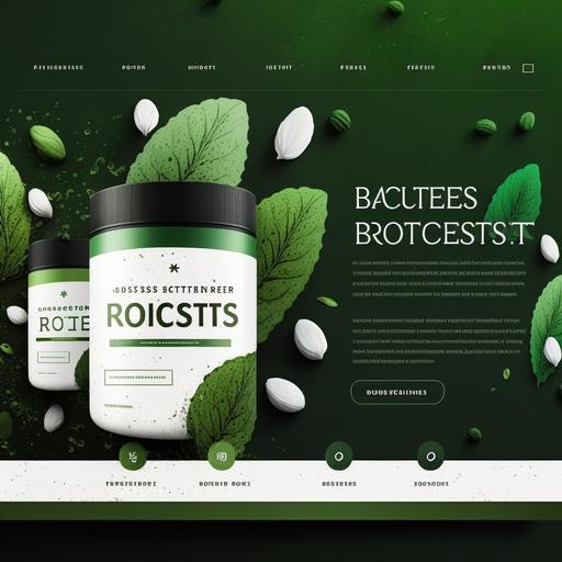 Webdesign for Website for natural Supplements with the Name BioBoosters, green and white, Capsule and Powder