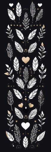 Wedding cupid arrows vector illustration pattern, heart, black and white, simple, minimalistic --ar 1:3 --s 250