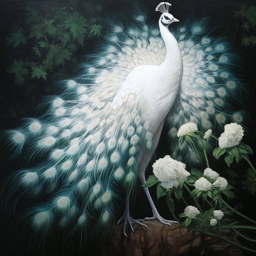 White Peacock Painting