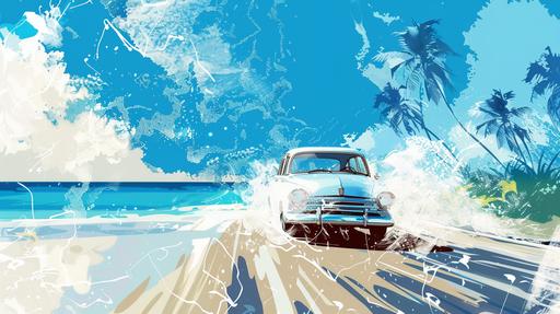 White and Pearl Aqua theme vector art, news article website image, International Driving License Bali, --ar 16:9
