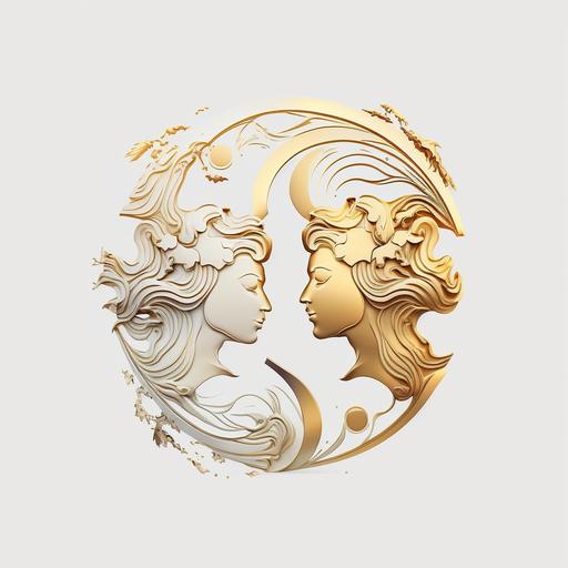 White background 4k learning and communicating gemini zodiac sign logo