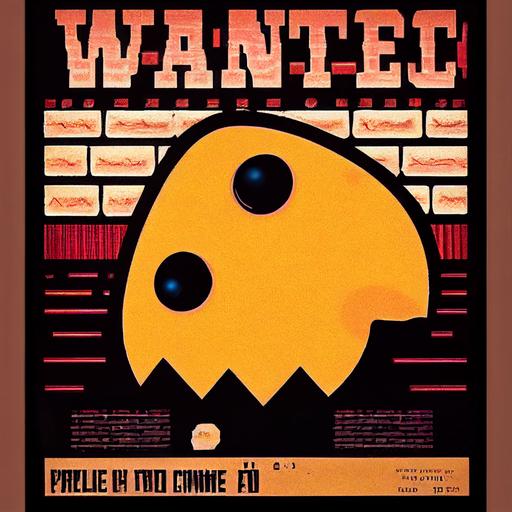 Wild west wanted criminal arcade poster of pac-man --test --creative --upbeta