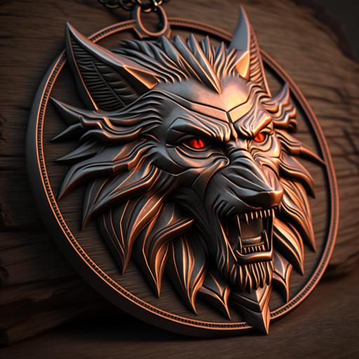 Witcher wolf head medallion anime style