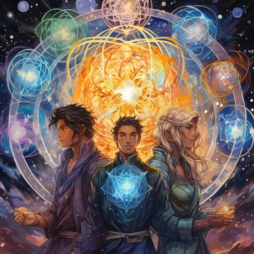 With Silas's courage, Zypher's wit, and Jade's compassion, they completed the cosmic puzzle. A radiant light enveloped them, and they were journeying to the center of the Celestial Convergence.