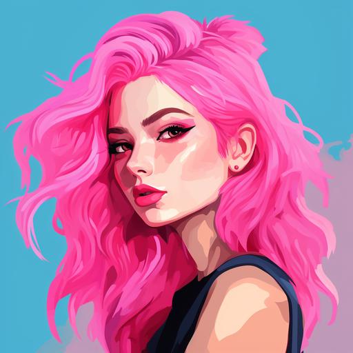 Woman Pink Hair, POP Art Style, portrait, Illustration, 8K --s 50