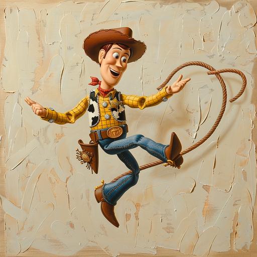 Woody rides bullseye, scratches rope