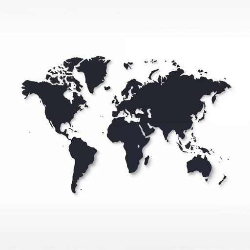 World map, minimalist, black and white