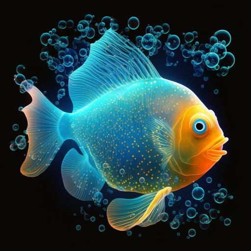 X-ray fish swimming cartoon style for kids