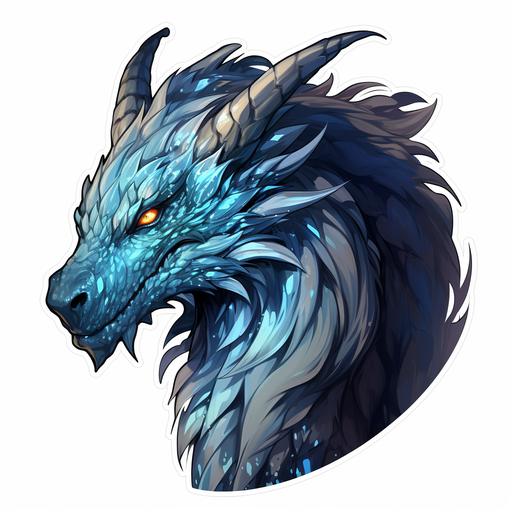 Xaden’s dragon is a Blue Daggertail, the rarest of the blues, named Sgaeyl. According to Professor Kaori: “Ruthless does not begin to describe her, nor does she abide by what we assume to be what the dragons consider law.”; sticker style art