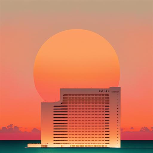 album art cover cancun at sunset, minimalist, style of tycho, style of peter saville