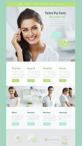 You can create a design of a home page website design for a dentist, the colors are white and shades of lemon green with gray. It is a doctor focused on dental aesthetics in Palm Springs, the design of the website must be modern and avant-garde, made in figma, in the header of the site there must be a slider with a call to action, the site must look luxurious and focused on the people of palm desert --ar 9:16