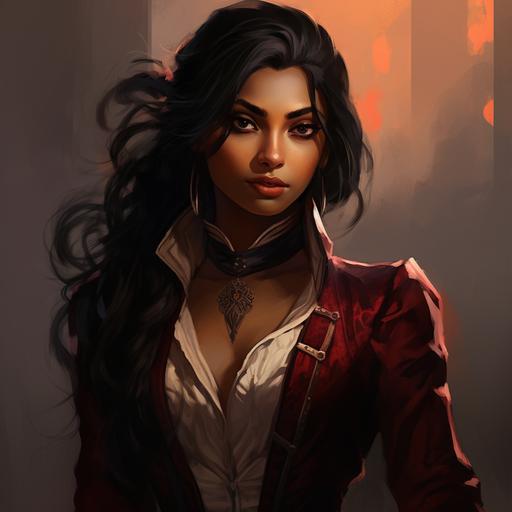Young indian female vampire, dnd art style