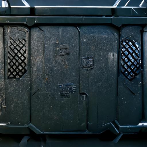 Sci-fi Military Crates in style of halo, Center frame, Highly Detailed, Scratches and Dents, photo real, unreal engine, cinema 4D