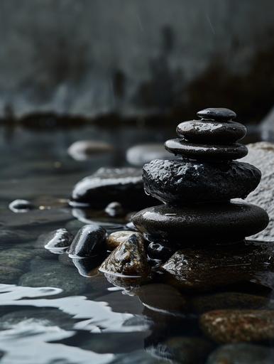 Zen SPA stone water artistic conception picture minimalist photography style composition aesthetic --ar 3:4 --v 6.0